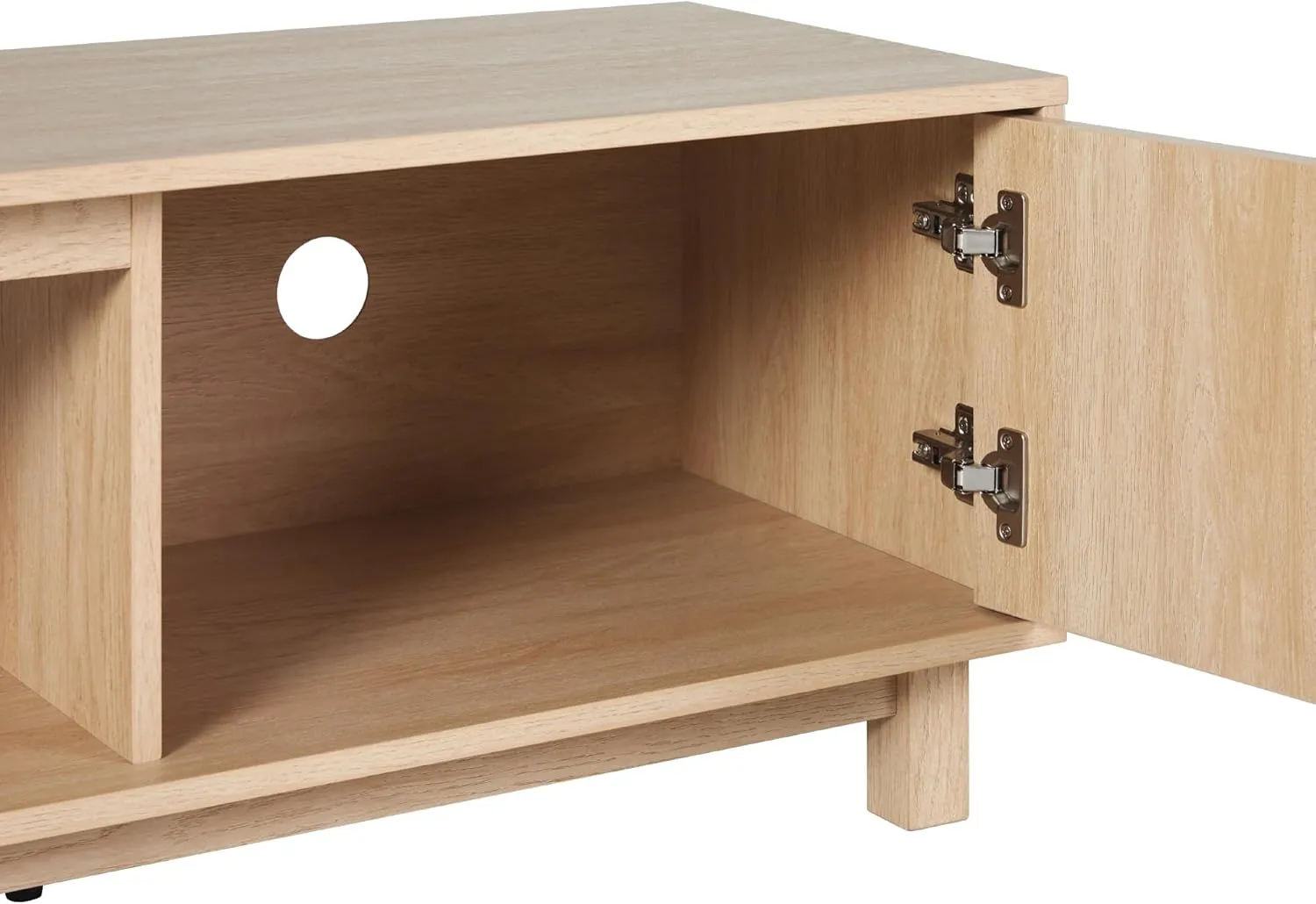 Walker Edison Walton Modern Fluted-Door Low TV Stand for TVs up to 80 Inches, 70 Inch, Coastal Oak