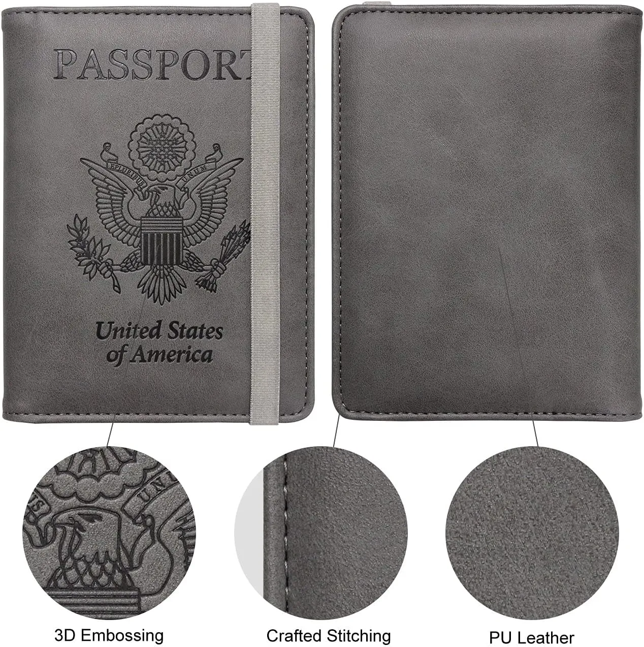 WALNEW Passport Holder for Travel, RFID Passport Cover Wallet for Women Men, PU Leather Passport Book Card Holder Case with Pen, Travelling Essentials for Flying