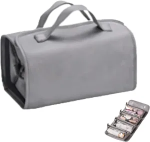Waterproof Travel Toiletry Bag 4 Detachable Clear Compartment, Multi Compartment Toiletry Cosmetic Bag, Roll up Makeup Bag, Leather Waterproof Cosmetic Bag Detachable 4 in 1 (Grey,One Size)