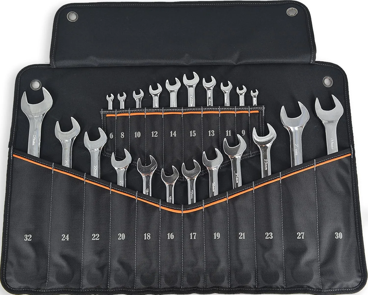 WELKINLAND 22-Pockets Wrench Roll, 0.25-1.25" Wrench-Set Tool Roll, Wrench roll Bag, Wrench Bag, Wrench wrap, Wrench Sleeve, Wrench Pouch, Wrench Tool roll, Wrench Holder Bag(Tools are Not Included).