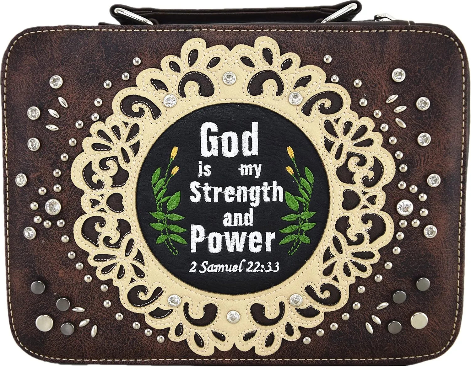 Western Style Embroidered Verse Scripture Bible Cover Book Bibles Carrying Case for Women Extra Strap Purse Messenger Bag