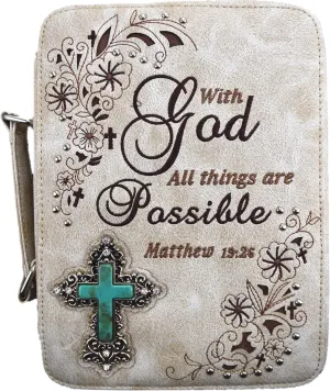 Western Style Embroidered Verse Scripture Bible Cover Book Bibles Carrying Case for Women Extra Strap Purse Messenger Bag
