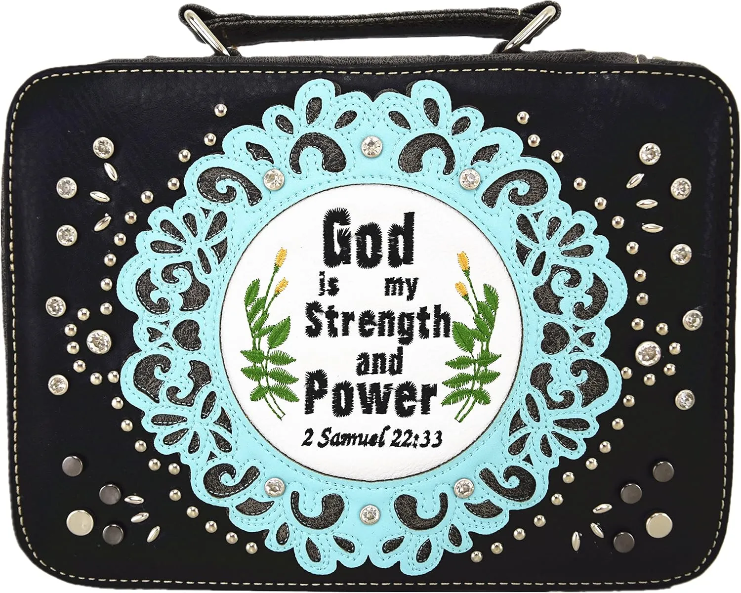 Western Style Embroidered Verse Scripture Bible Cover Book Bibles Carrying Case for Women Extra Strap Purse Messenger Bag