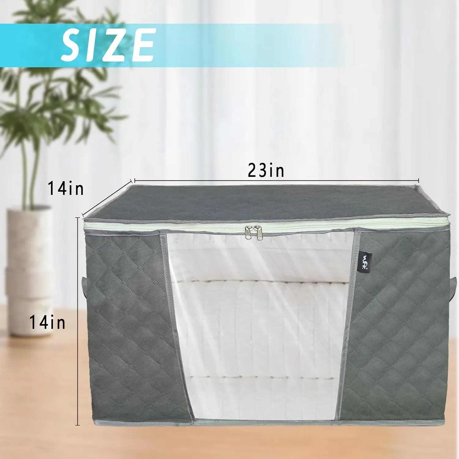 WFK handbag 4-piece set, foldable thick fabric storage bag, used for organizing bedrooms, wardrobes, and wardrobes; Can store clothes, blankets, plush toys, gray