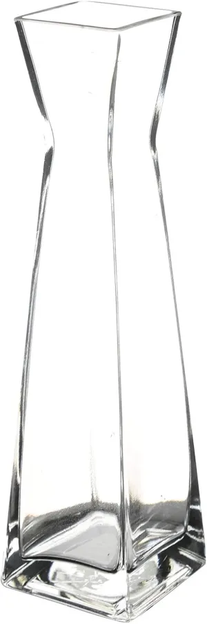 WGV Gathering Bud Vase, Width 3", Height 12", Clear Tall Square Block Concaved Glass Floral Container Centerpiece Planter for Wedding Party Event Home Office Decor, 1 Piece