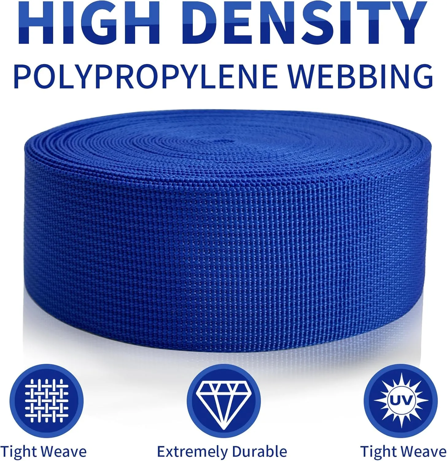 Wide Webbing Straps for Replacement Lawn Chair 2inch 12 Yards Heavy Polyprorylene Straps for Outdoor DIY Gear Repair Pet Collars Decorative Webbing Straps for Crafts Bags