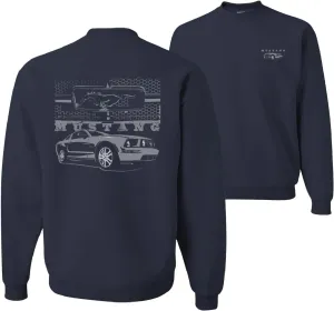 Wild Bobby Distressed Ford Mustang Front Grill Cars and Trucks Front and Back Unisex Crewneck Graphic Sweatshirt