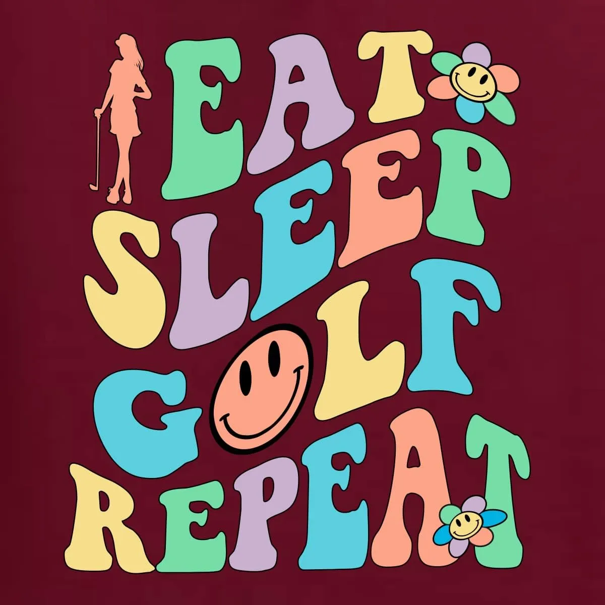 Wild Bobby Eat Sleep Golf Repeat Cute Golf Sports Sports Front and Back Unisex Crewneck Graphic Sweatshirt