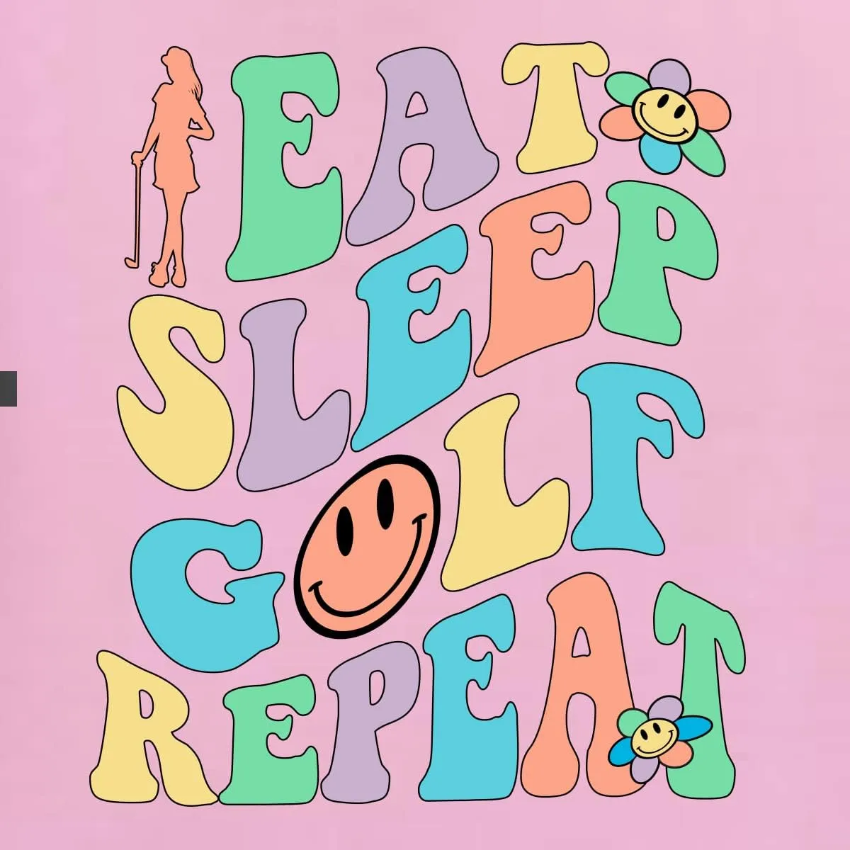 Wild Bobby Eat Sleep Golf Repeat Cute Golf Sports Sports Front and Back Unisex Crewneck Graphic Sweatshirt