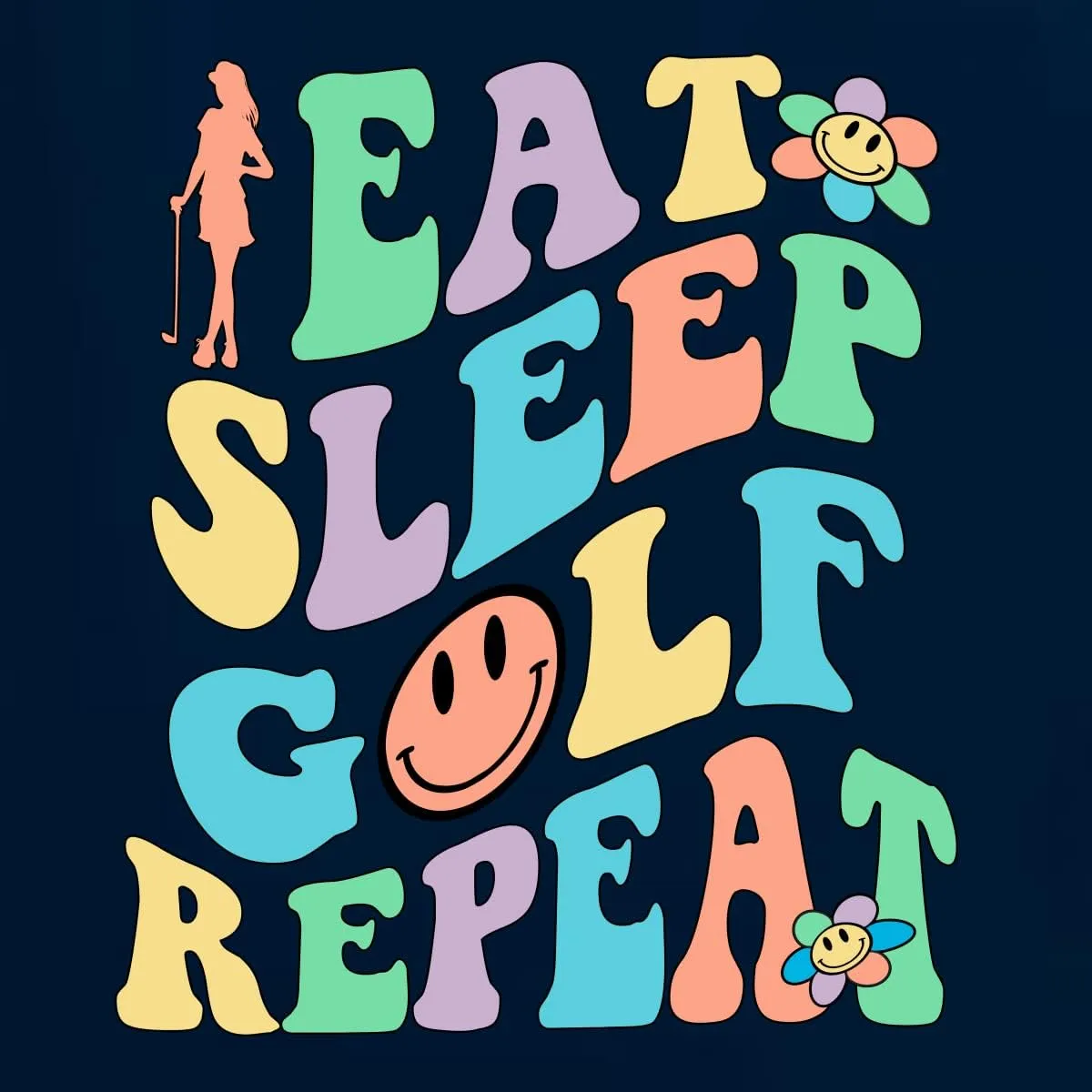 Wild Bobby Eat Sleep Golf Repeat Cute Golf Sports Sports Front and Back Unisex Crewneck Graphic Sweatshirt
