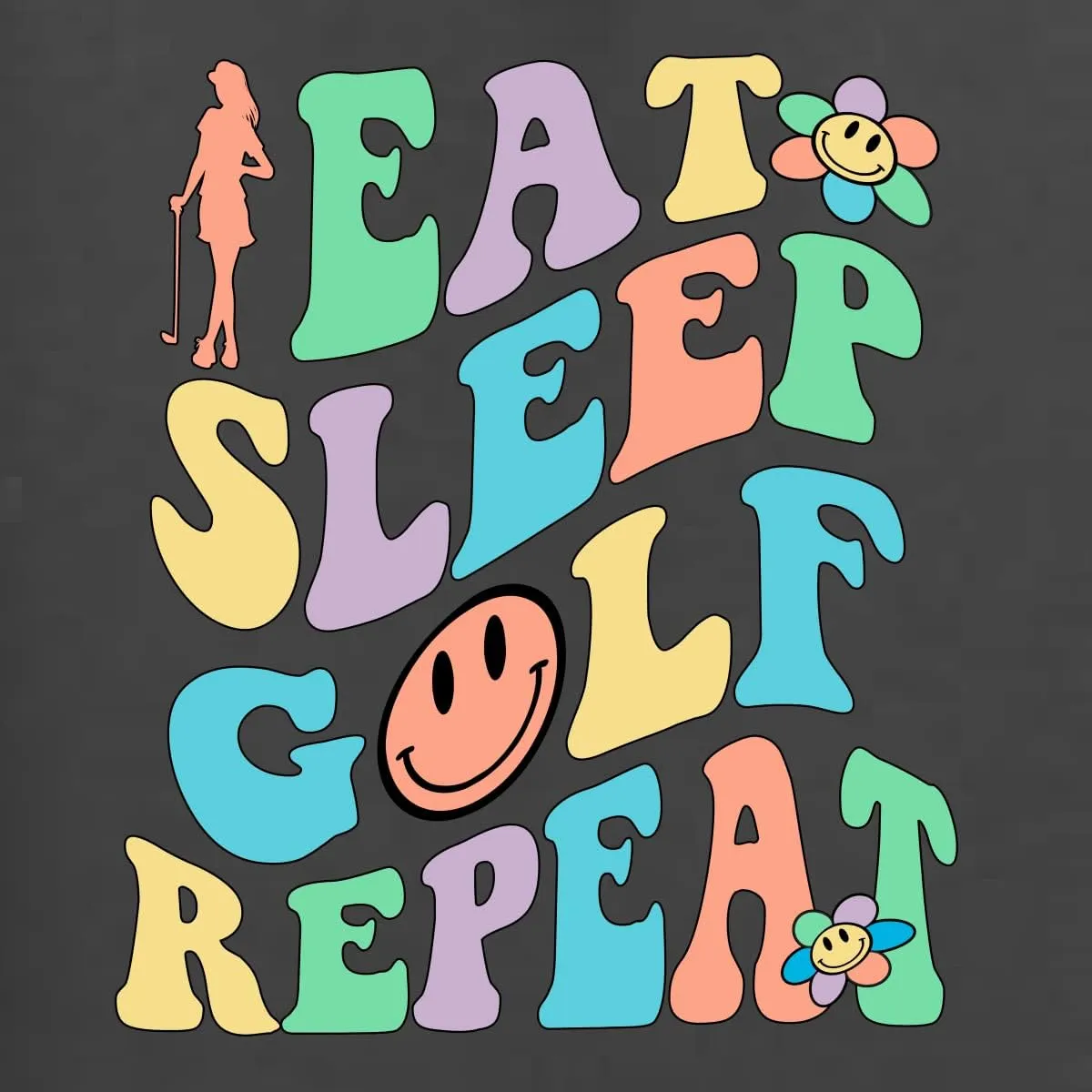 Wild Bobby Eat Sleep Golf Repeat Cute Golf Sports Sports Front and Back Unisex Crewneck Graphic Sweatshirt