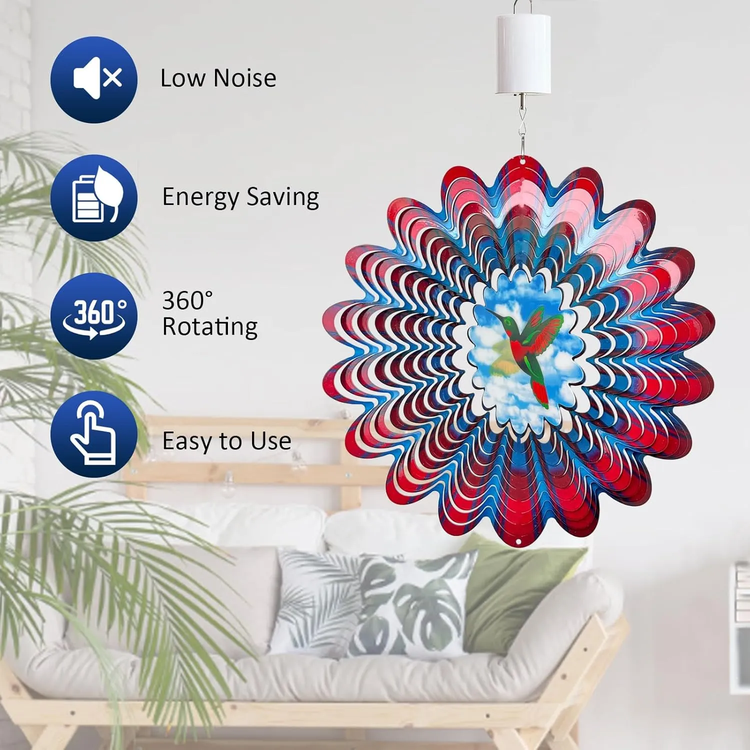 Wind Spinner with Remote Controller, Rotating Ornament for Garden Decor, Christmas Decoration, Disco Ball Spinning Motor 20 RPM