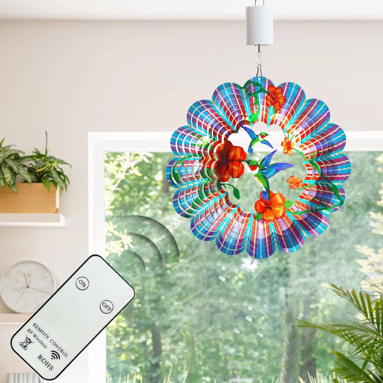 Wind Spinner with Remote Controller, Rotating Ornament for Garden Decor, Christmas Decoration, Disco Ball Spinning Motor 20 RPM