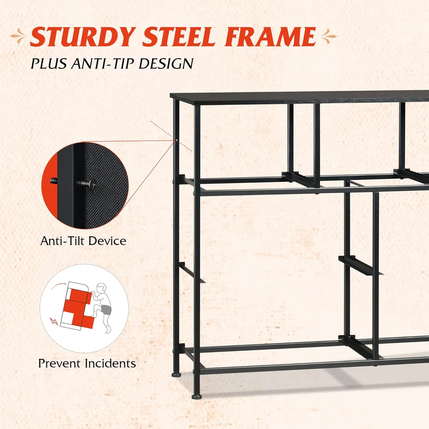 WLIVE 7 Drawer Dresser TV Stand, Entertainment Center, Media Console Table with Metal Frame and Wood Top for TV up to 45 inch, Chest of Drawers for Bedroom, Charcoal Black Wood Grain Print