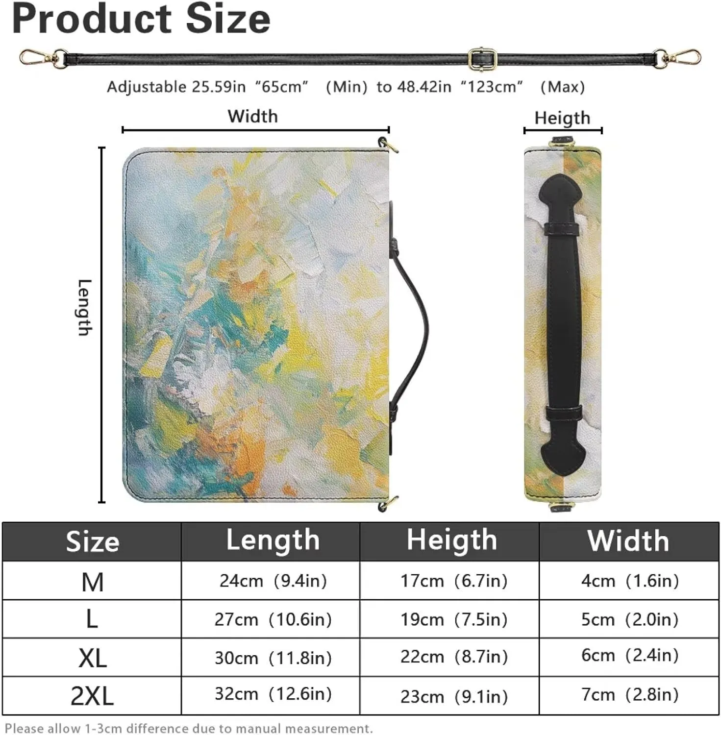 Wnbcioht Large Bible Bag Bible Cover Case for Women and Men with Strap