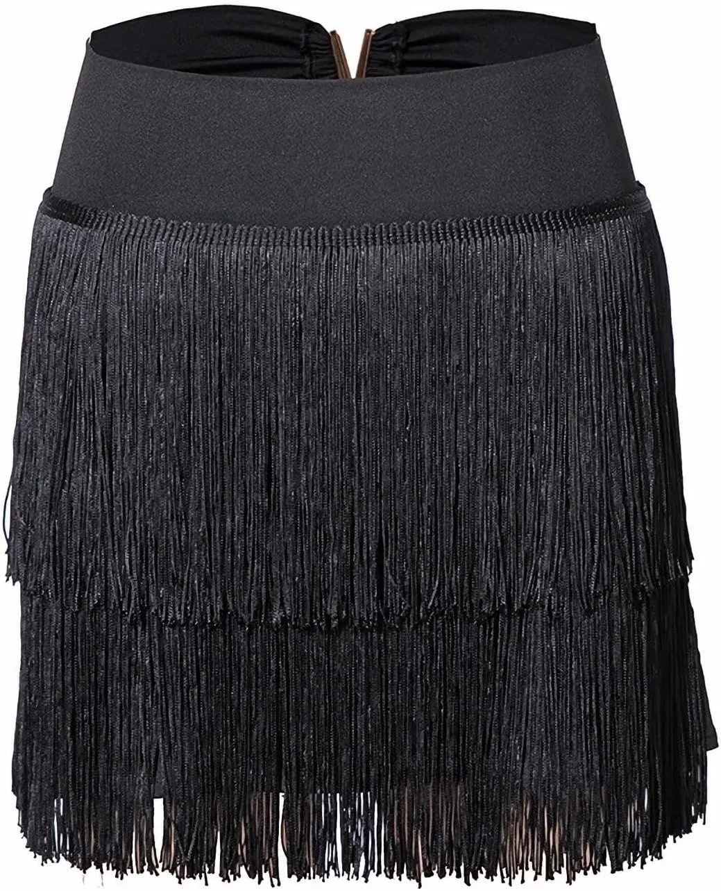 Women Latin Dance Skirt Double-Layer Encryption Irregular Tassel Skirt National Standard Dance Professional Training Skirt