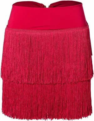 Women Latin Dance Skirt Double-Layer Encryption Irregular Tassel Skirt National Standard Dance Professional Training Skirt