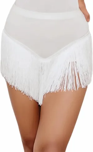 Women Latin Dance Skirt Double-Layer Encryption Irregular Tassel Skirt National Standard Dance Training Clothes