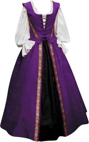 Womens Renaissance Dress 2023 Trendy Ruffle Bell Sleeve Square Neck Tie Up Dress Classic Vintage Victorian Dress