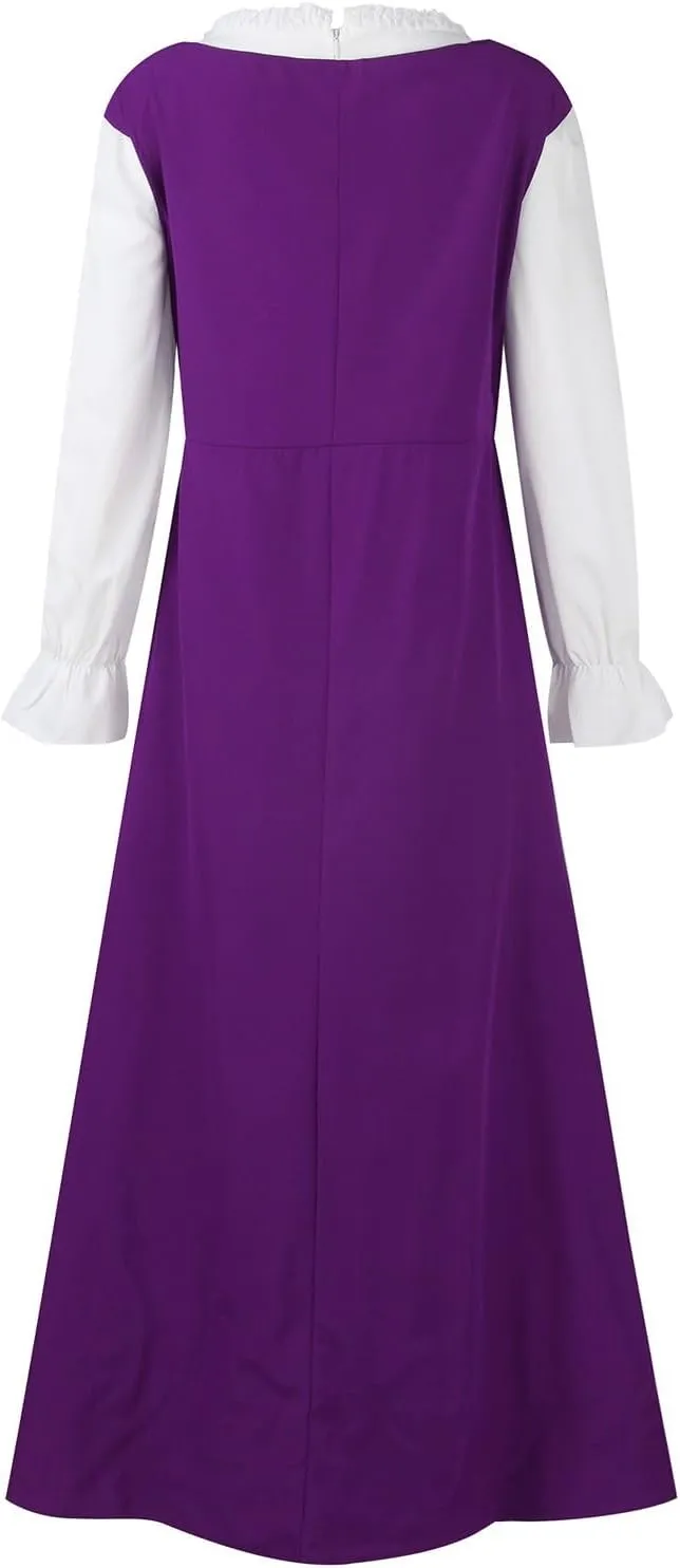 Womens Renaissance Dress 2023 Trendy Ruffle Bell Sleeve Square Neck Tie Up Dress Classic Vintage Victorian Dress