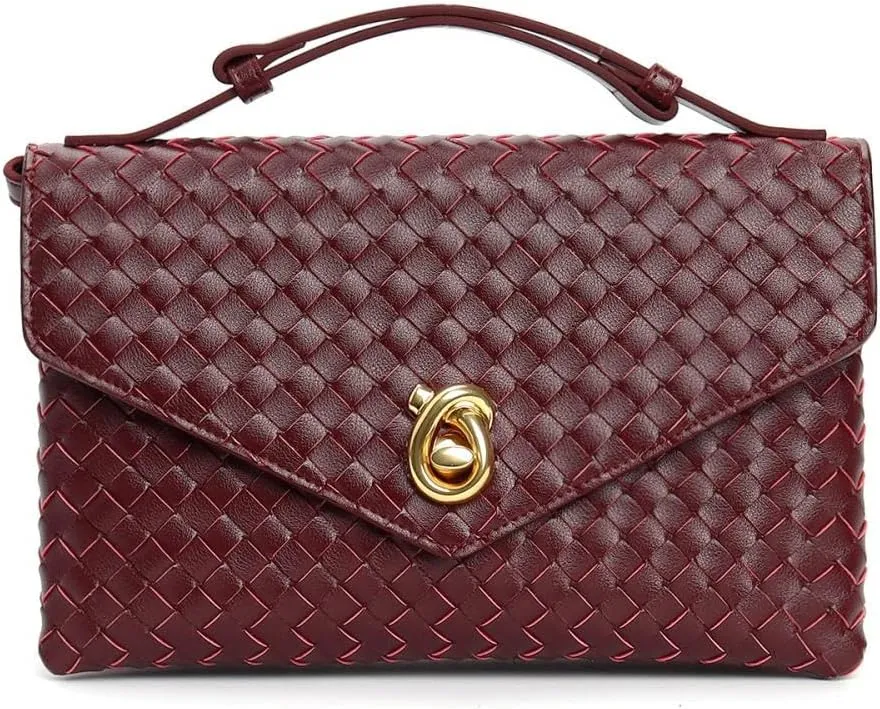 Women's Woven Letter Block Clasp Handbag