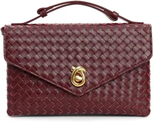 Women's Woven Letter Block Clasp Handbag