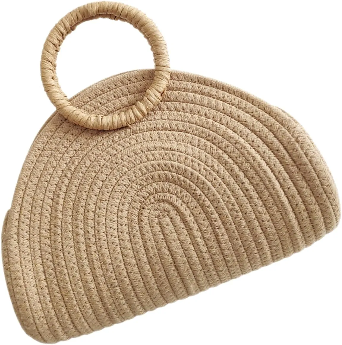 Woven Handheld Bag Capacity Beach Tote for Women Portable Storage Pouch with Rustic Style for Home Storage Leisure Travel and Shopping