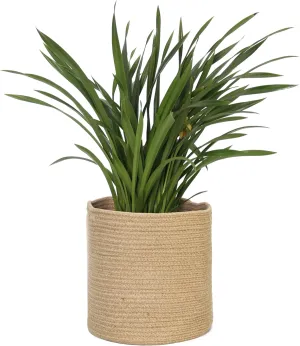 Woven Jute Plant Basket, Wicker Basket Planter for 11 inch Pot, Round Indoor Tree Pot Cover, Small Boho Storage Bin Organizer, Rustic Basket for Plants and Home Decor, 12.5” x 12.5”
