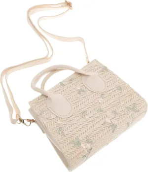 Woven Straw Shoulder Bag for Women Vintage Handmade Outdoor Handbag with Capacity Stylish Design for Summer Outings and Casual Occasions
