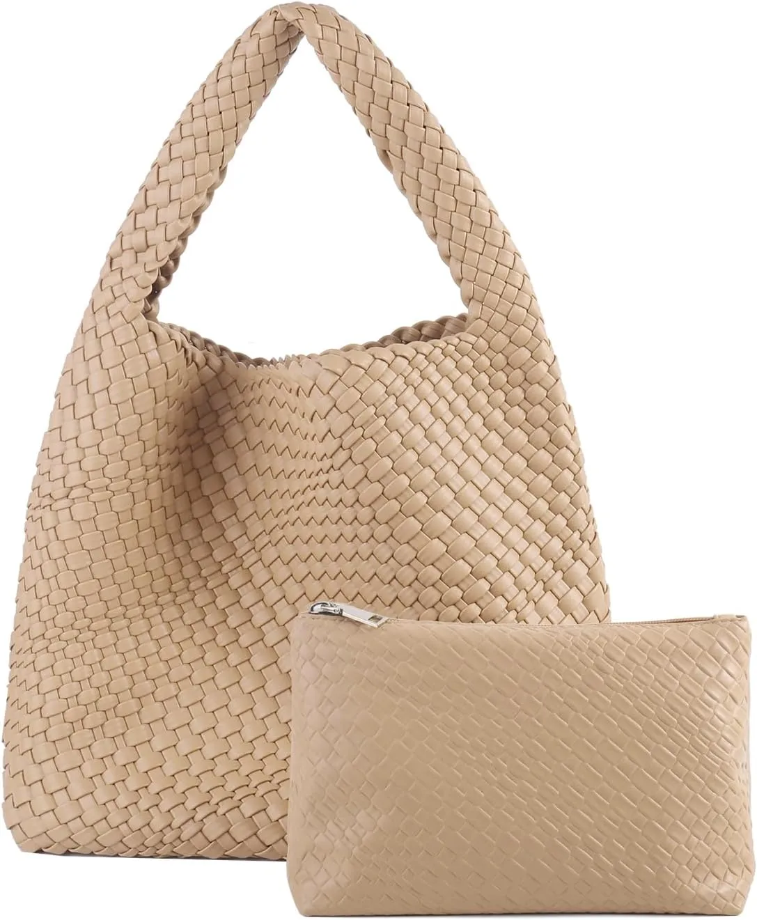 Woven Tote Bag For Women,Vegan Leather Hand Woven Handbags And Purse,Shoulder Bag Top-Handle Bag All-Match Underarm Bag