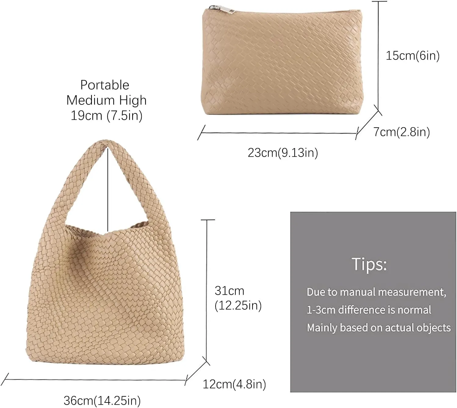 Woven Tote Bag For Women,Vegan Leather Hand Woven Handbags And Purse,Shoulder Bag Top-Handle Bag All-Match Underarm Bag