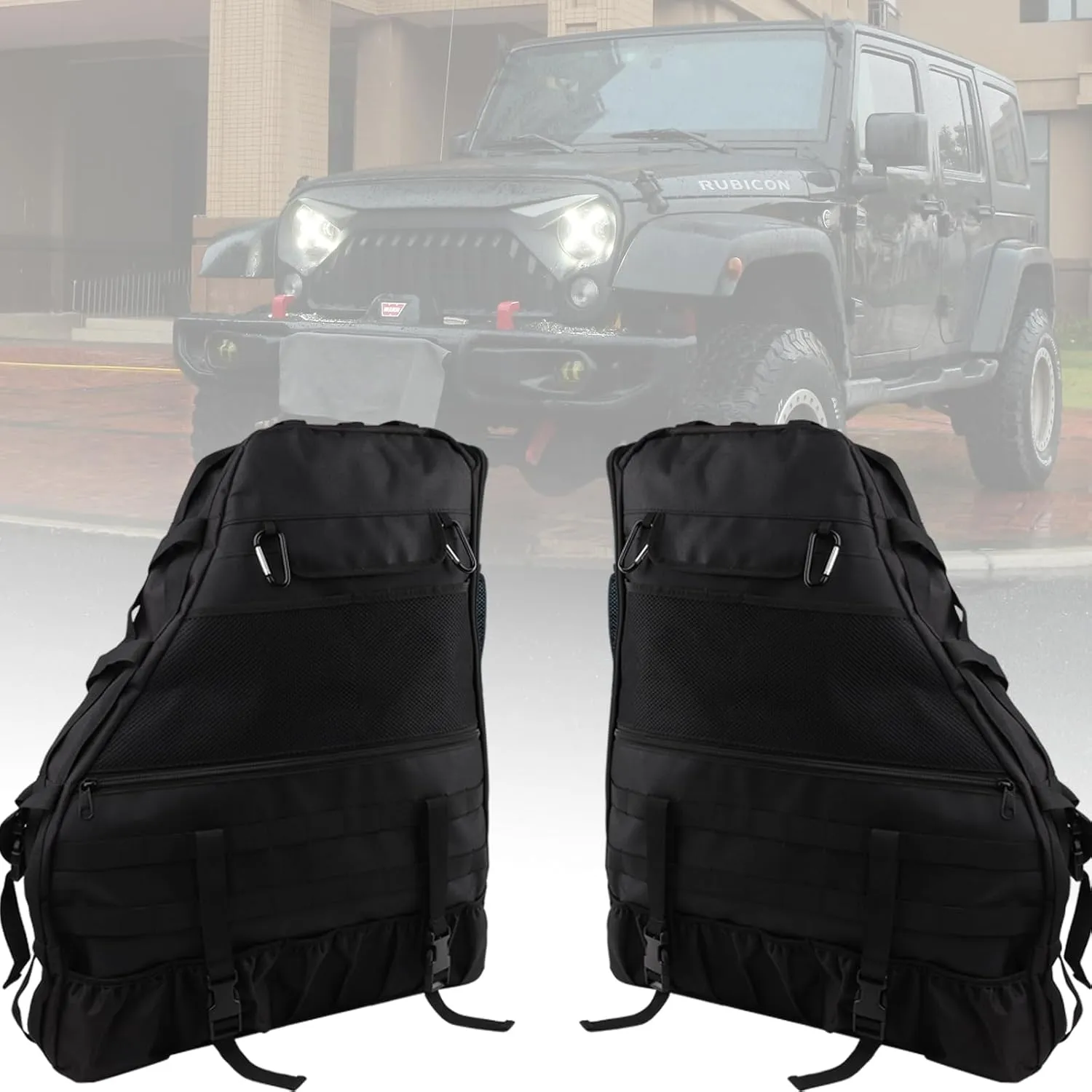 Wrangler Roll Bar Storage Bag Cage for JK TL LJ JL 4-Door Organizers Accessories with Multi-Pockets Tool Kits Bottle Drink Phone Gadget Holder - Pack of 2 Cargo Bag Saddlebag