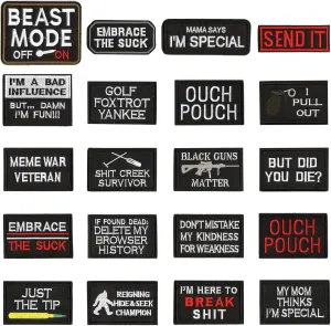 WZT 20 Pieces Funny Tactical Military Morale Patch Full Embroidery Patch Set for Caps,Bags,Backpacks,Clothes,Vest,Military Uniforms,Tactical Gears Etc. (Navy)