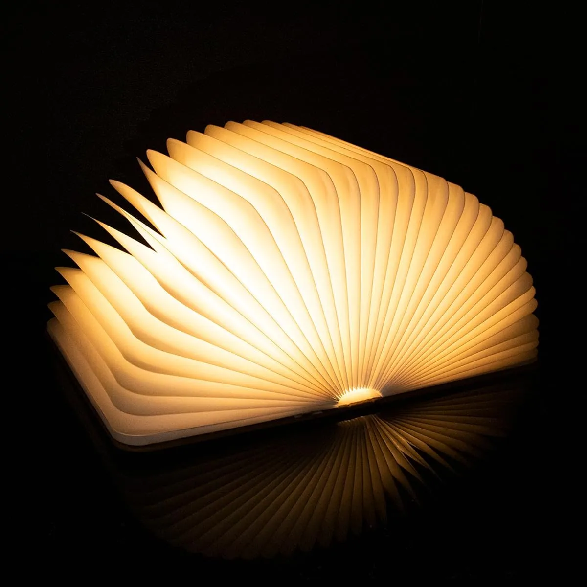 XIUDI 8 Colors Small Folding Book Lamp,Upgraded Version Portable Book-Shaped Desk Light,Novelty LED Paper Lantern with USB Rechargeable Night Light,Small Wood (Size 5.7×4.3×1in), XIU0022