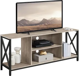Yaheetech TV Stand for TVs up to 65 Inch, 55 Inch Entertainment Center with Storage, Wood TV Console with Shelves for Living Room, Gray