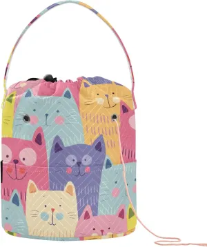 Yarn Storage Bag Small Crochet Bag Knitting Bag Organizer Colorful Cute Cats Yarn Bags for Crocheting Basket