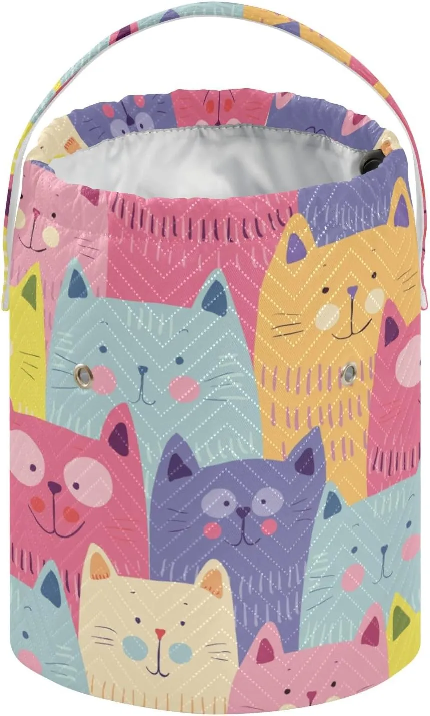 Yarn Storage Bag Small Crochet Bag Knitting Bag Organizer Colorful Cute Cats Yarn Bags for Crocheting Basket