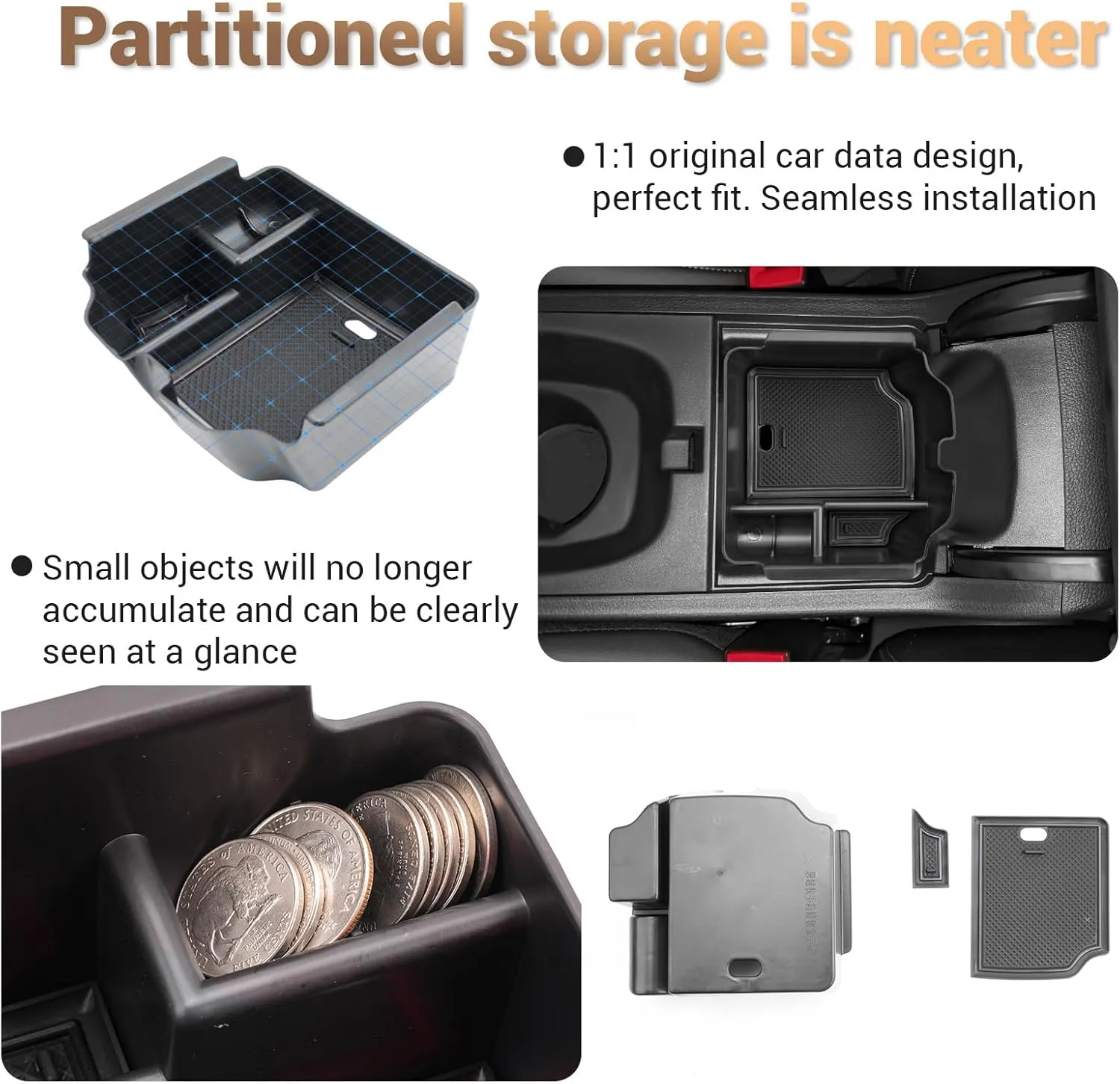 YEE PIN Integra Tray Black for 2023 2024 2025 Acura Integra Center Console Organizer Console Insert Tray Accessory