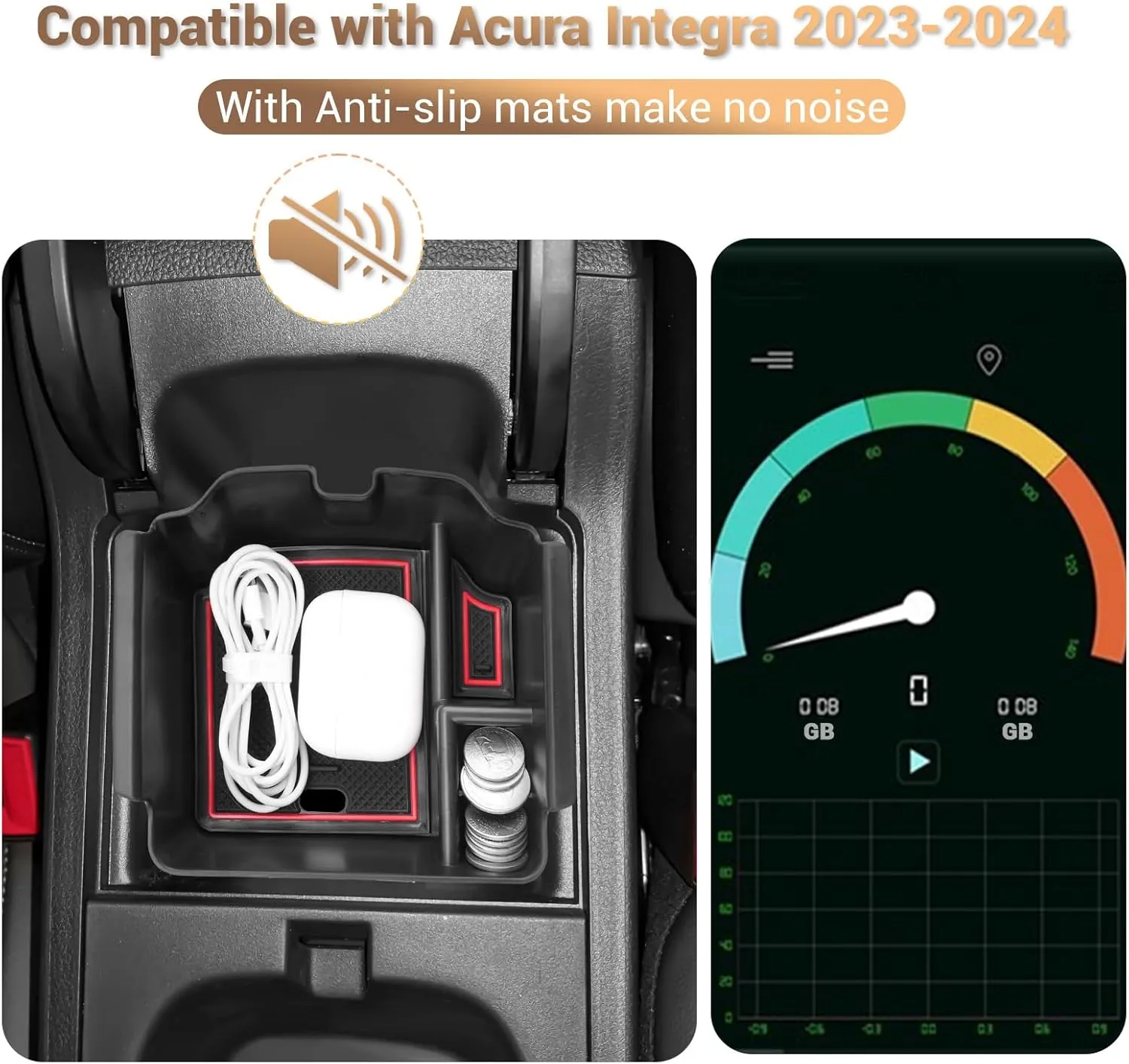 YEE PIN Integra Tray Red for 2023 2024 2025 Acura Integra Center Console Organizer Console Insert Tray Accessories