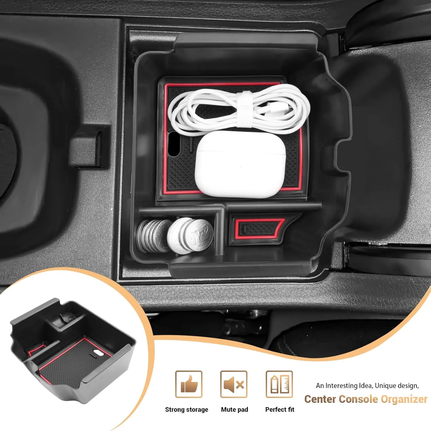 YEE PIN Integra Tray Red for 2023 2024 2025 Acura Integra Center Console Organizer Console Insert Tray Accessories