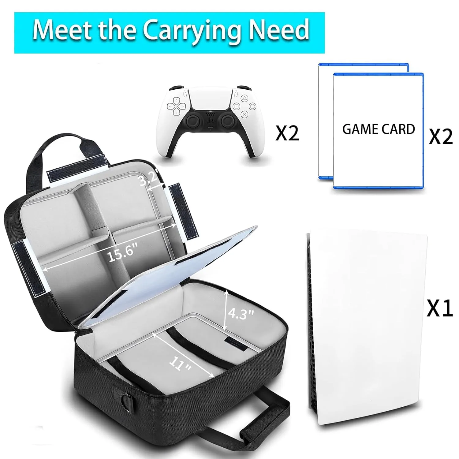 YOREPEK Carrying Case Compatible with PS5, PS5 Pro, Travel Case Suitable for Playstation 5 Discs Digital Edition, Large Capacity Storage bag for Console, Controllers, and Game Accessories, Black