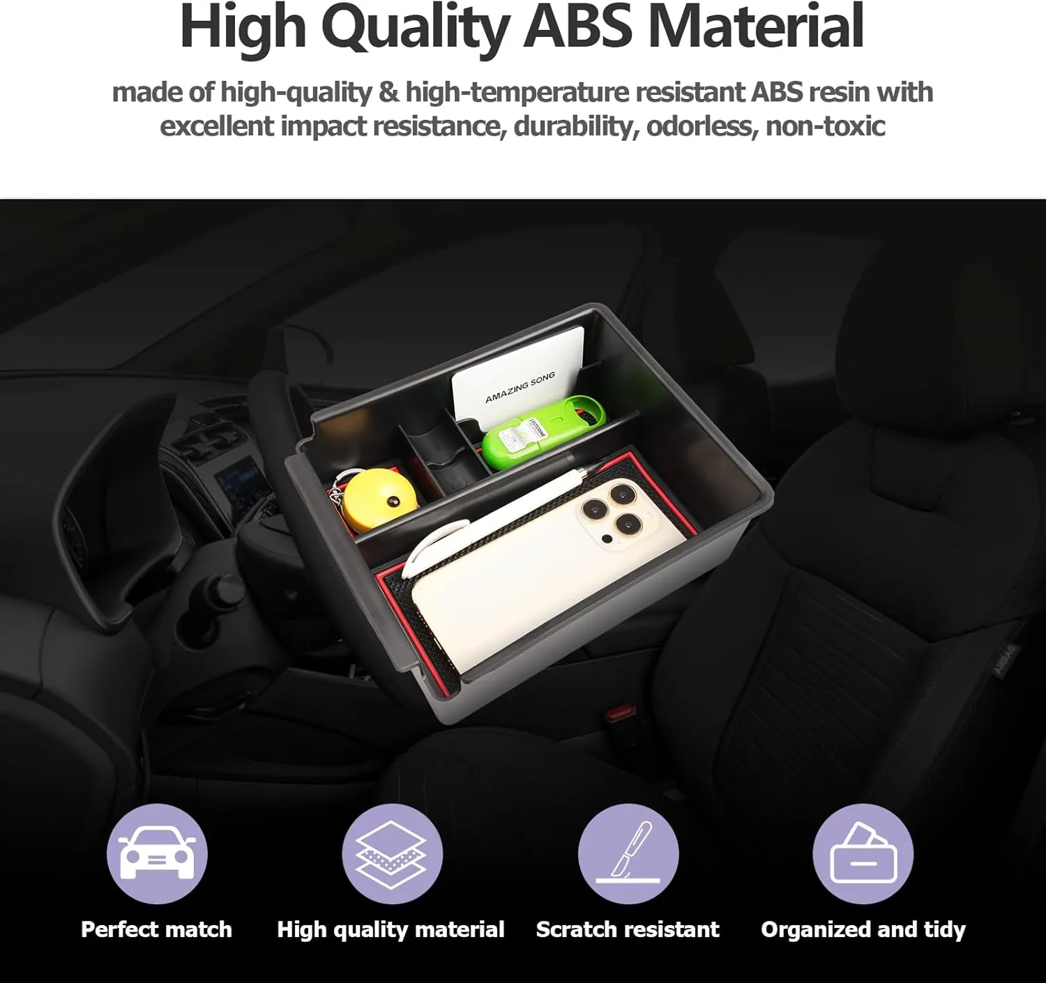 ZCLINKO 2023-2024 Hyundai Santa Cruz Center Console Organizer, Red, Modern, Minimalist Style, ABS Material, Insert Mount, 1 Count