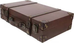 Zerodeko Elegant British Vintage Suitcase Trunk Photo Shoot Decor Travel Storage Organizer Leather Finish