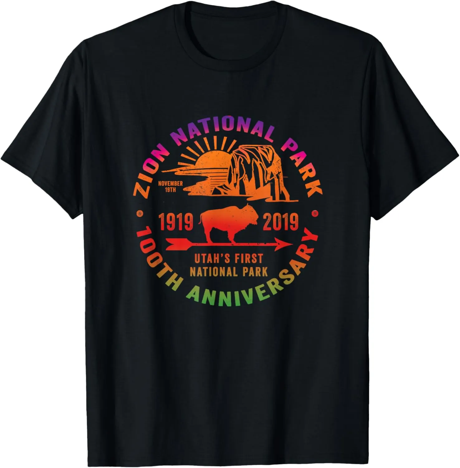 Zion National Park Utah USA 100 Year Centennial Souvenir T-Shirt